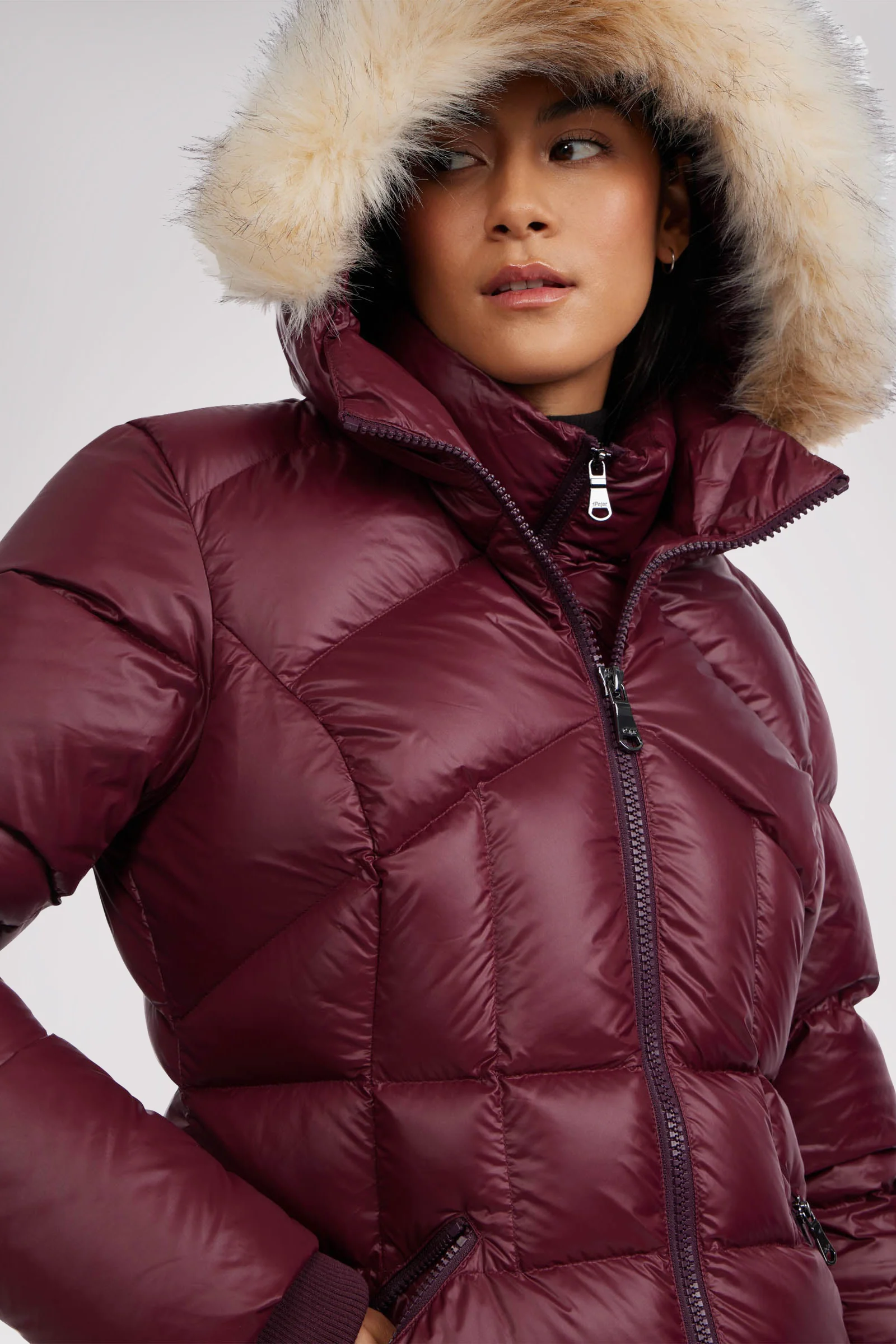 Ares Women's Puffer Jacket w/Faux Fur Trim - Image 12