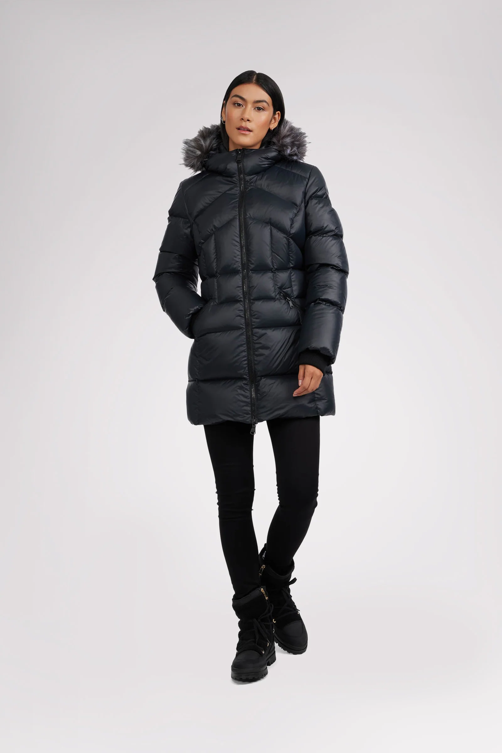Ares Women's Puffer Jacket w/Faux Fur Trim - Image 13