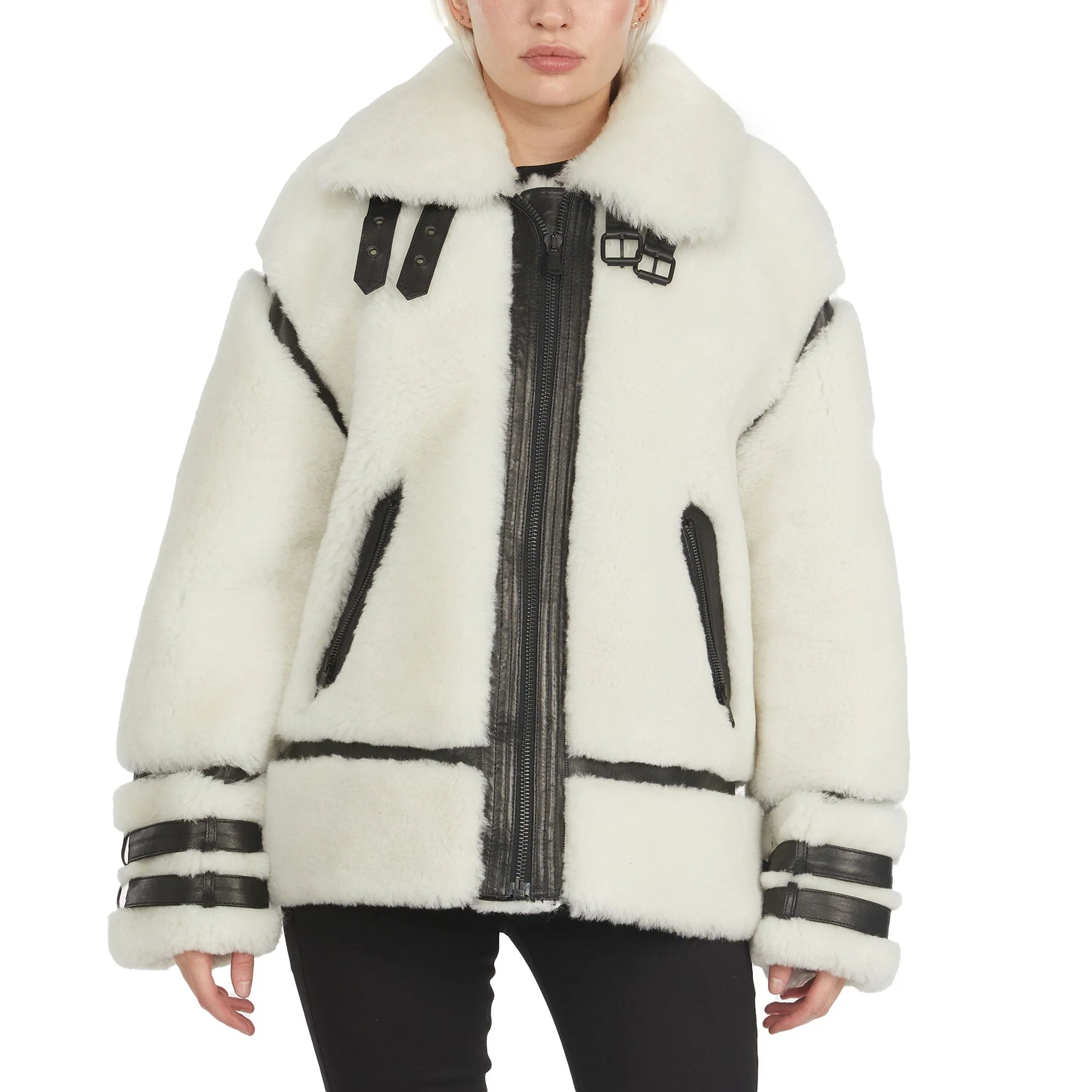 Jenny Women's Front Zip Shearling Jacket - Image 5